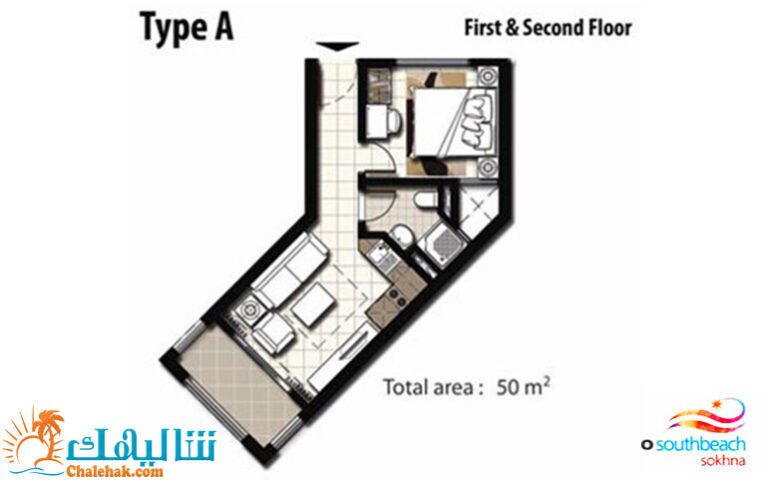 -للبيع-العين-السخنة-منتجع-بورتو-ساوث-بيتش-chalet-for-sale-porto-south-beach-resort-ain-sokhna-unit-plan-50m-type-a